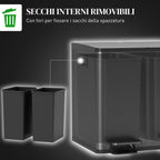 15L 2-Section Rubbish Bin with Silent Closure, Stainless Steel and PP, 41.7 x 36.6 x 43.2 cm, Black