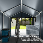 Outsunny Garage Tent with Reinforced Waterproof Cover and Zip Entrance, Galvanized Steel, 162x221.5x163 cm, Grey
