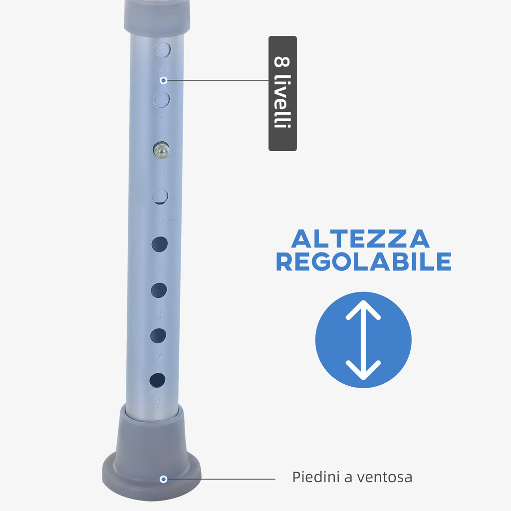 8-Level Adjustable Shower Chair with Drainage Holes, Aluminum and PE, 48x42x71-83.5 cm, White and Silver