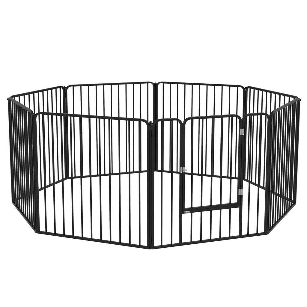 8-Panel Modular Indoor/Outdoor Dog Playpen, Steel, 164x164x60 cm, Black
