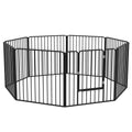 8-Panel Modular Indoor/Outdoor Dog Playpen, Steel, 164x164x60 cm, Black