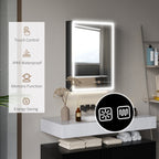 Bathroom Cabinet with Mirror, Adjustable LED Lights and Anti-Fog Function, Black