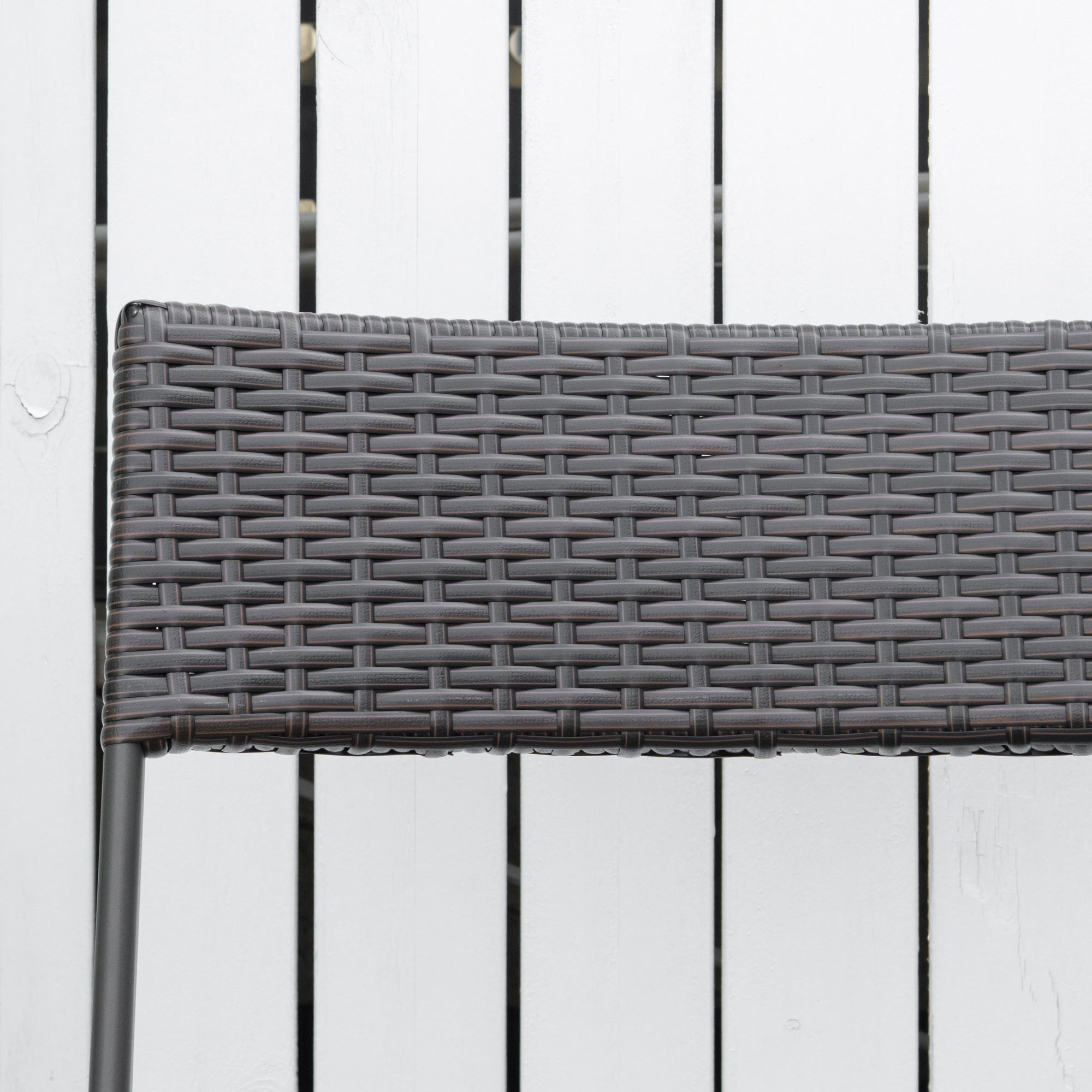 3-Piece Folding Garden Set, PE Rattan and Metal, 2 Chairs and Coffee Table, UV Protection, Balcony Furniture Set, for Patio and Backyard, Black