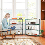 Outsunny Set of 2 4-Tier Steel Plant Shelves with Hooks, 90x28x104 cm, Green