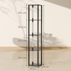 Floor Lamp with 4 Shelves, 3 Adjustable Brightness and Foot Switch, 29x29x163 cm, Black