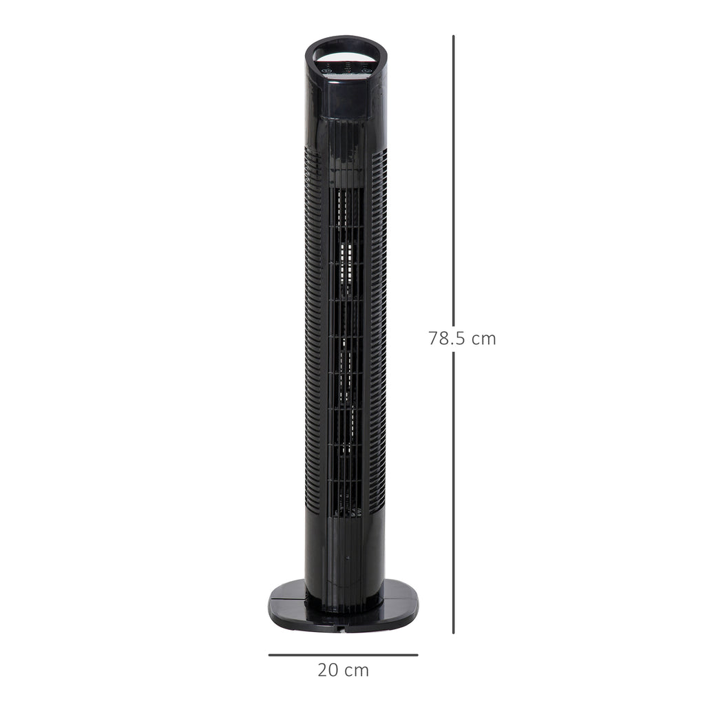 HOMCOM Tower Fan with 5m Remote Control, 70° Oscillation, 3 Functions and 3 Speeds, Black