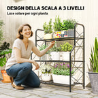 Outsunny 3-Tier Indoor/Outdoor Metal Plant Stand, 69 x 28.5 x 78 cm, Black