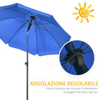 Beach Umbrella 1.8x2 m with 45° Reclining and 8 Ribs, Polyester and Steel, Blue