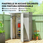 Outsunny Metal Tool Shed with Sloped Roof and Lockable Door, 142x86x189 cm, Silver