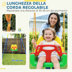 Adjustable Children's Garden Swing with Backrest and Barrier, Made of Steel and PP, 128x155x157 cm, Green