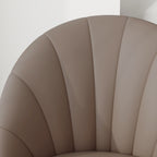 Set of 2 PU Leather Dining Chairs with Metal Legs and Shell Backrest, Brown