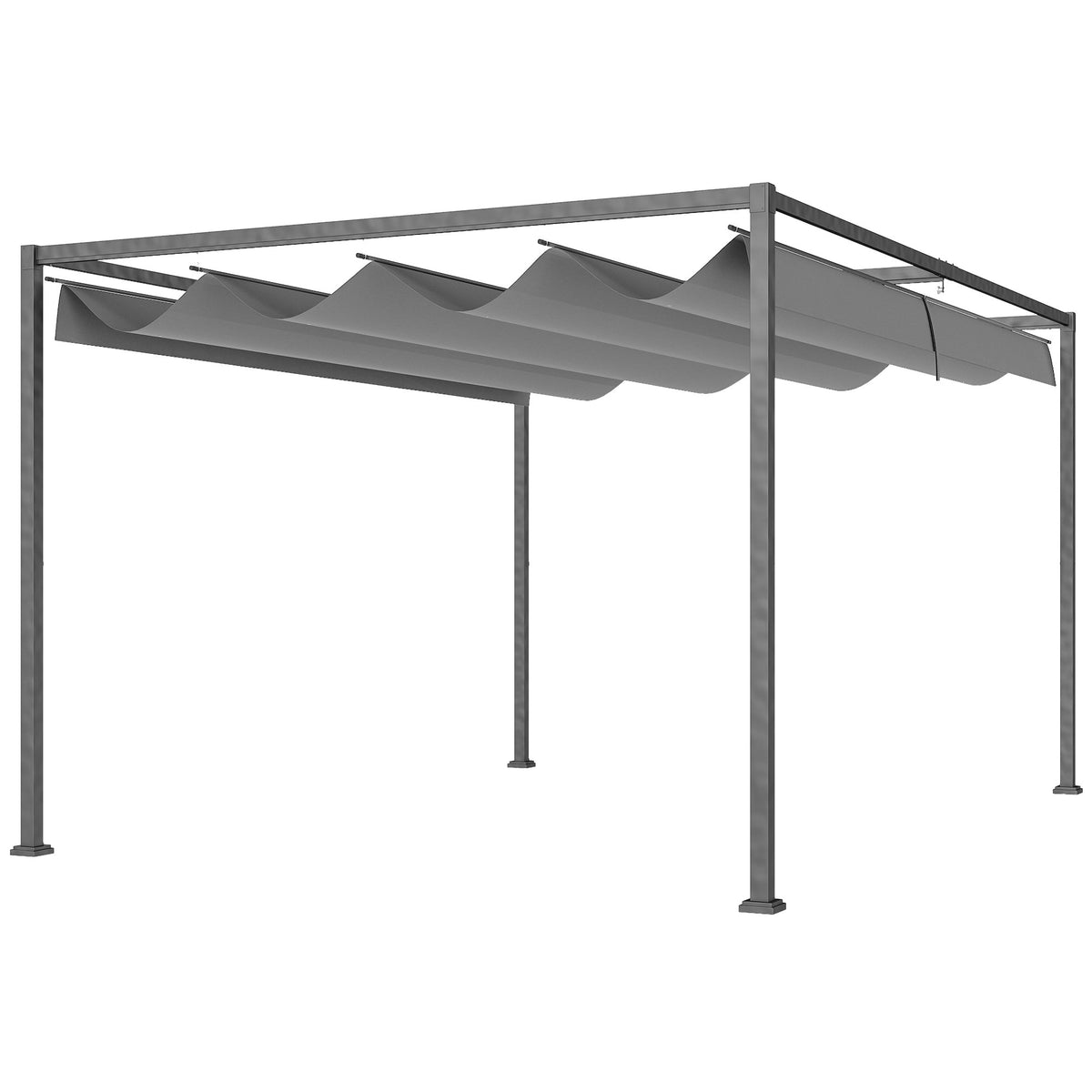 Outsunny Pergola Outdoor Gazebo 4x3 m with Retractable Metal and Polyester Canopy, Dark Grey