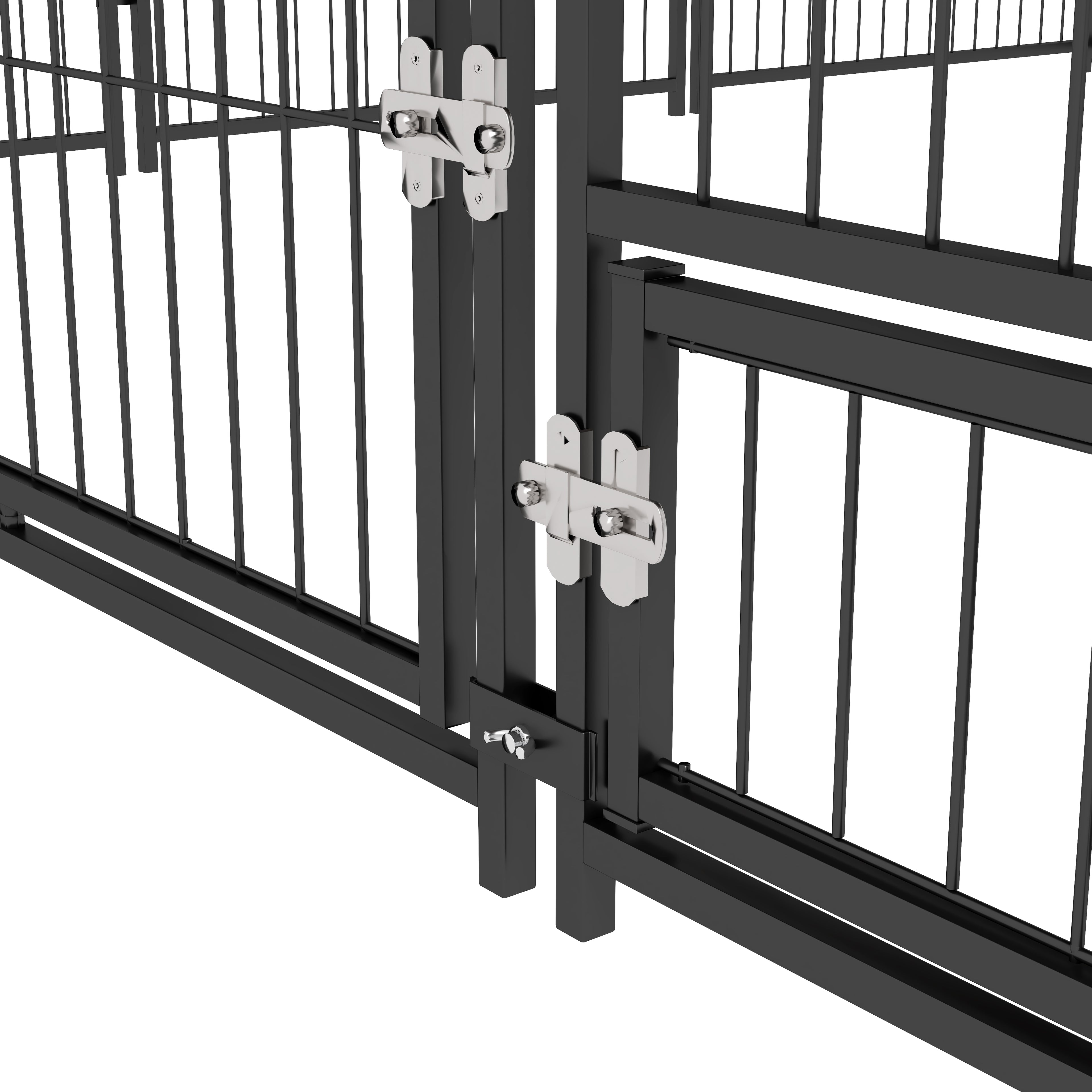 Dog Run in Metal and Oxford Fabric with Door for Bowls, 211x211x151 cm, Black and Brown - Borgè