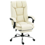 HOMCOM 155° Reclining Office Chair with Footrest, Double Padding and Faux Leather Upholstery, Beige