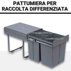 HOMCOM 40L Pull-Out Waste Bin with 3 Recycling Bins, 48 x 34.2 x 41.8 cm, Grey