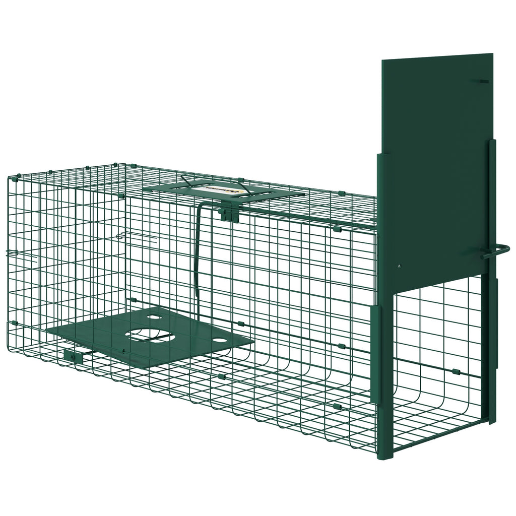 Small Animal Cage Trap with One Door and Handle, 80x25x30 cm, Dark Green