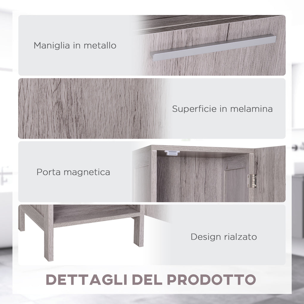 Kleankin Bathroom column in MDF with 2 lockers and 2 open shelves, 30x32x172.5 cm, wooden color - Borgè