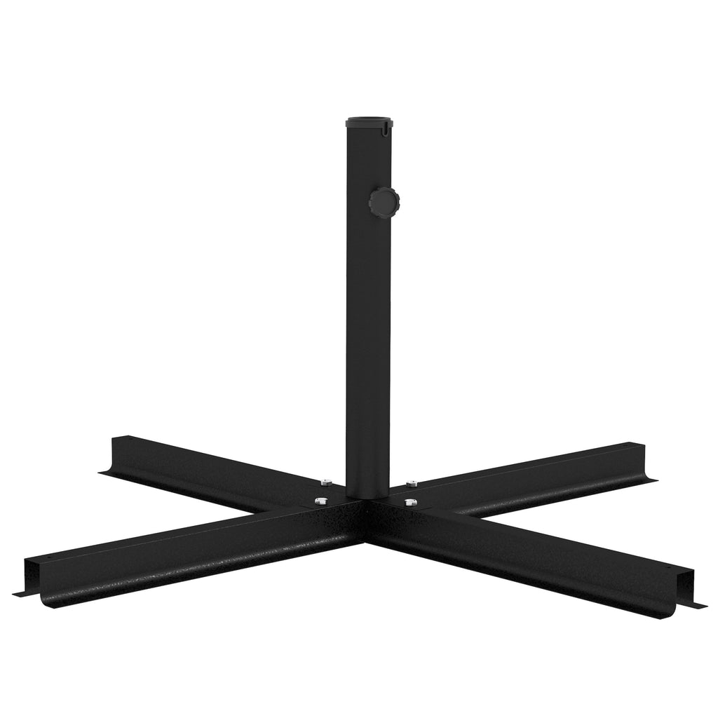 Steel Cross Umbrella Base with Side Screw, 100x100x75 cm, Black