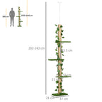 Cat Tree with Adjustable Tension Rod, 202-242 cm, Ceiling Mount, Green