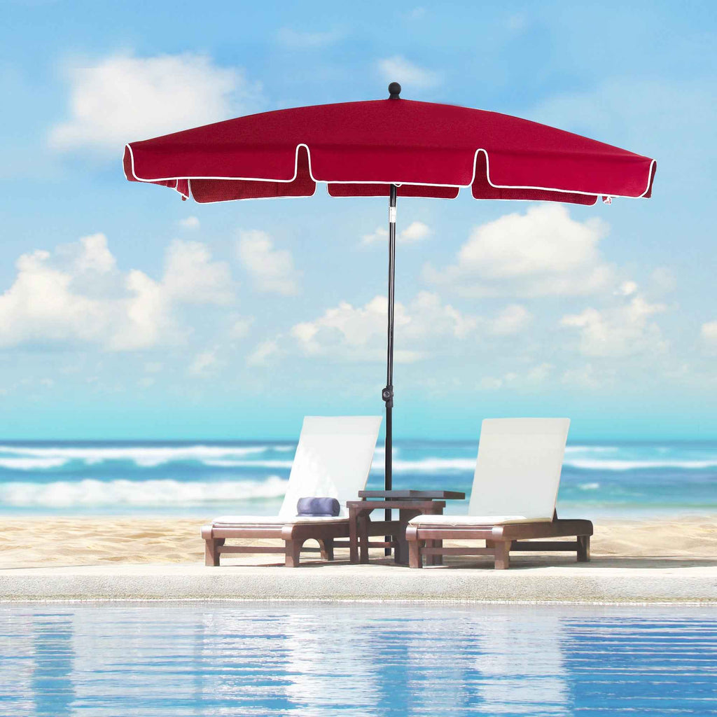 Outsunny 2x2.4m Rectangular Garden Umbrella with Adjustable Tilt, Red and Black