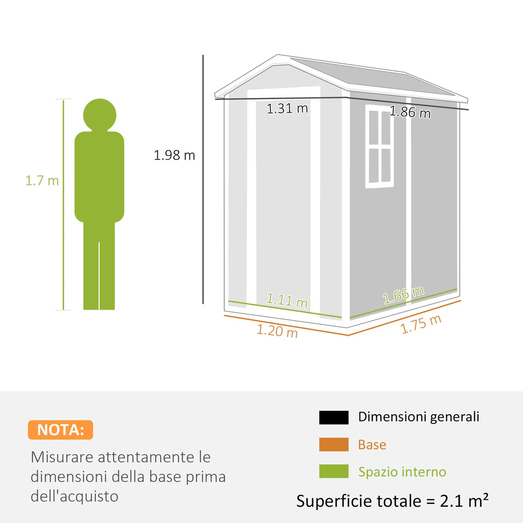 Resin Garden Shed with Floor, Lockable Door and Window, 1.3 x 1.8 m, Grey