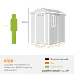 Resin Garden Shed with Floor, Lockable Door and Window, 1.3 x 1.8 m, Grey
