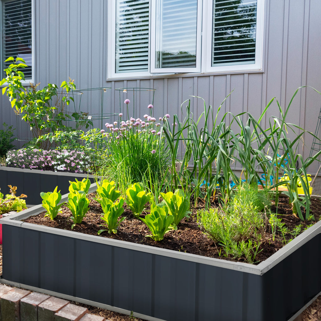 Steel Raised Garden Bed, Open Bottom and Assembly Without Tools, 90x90x30cm - Borgè