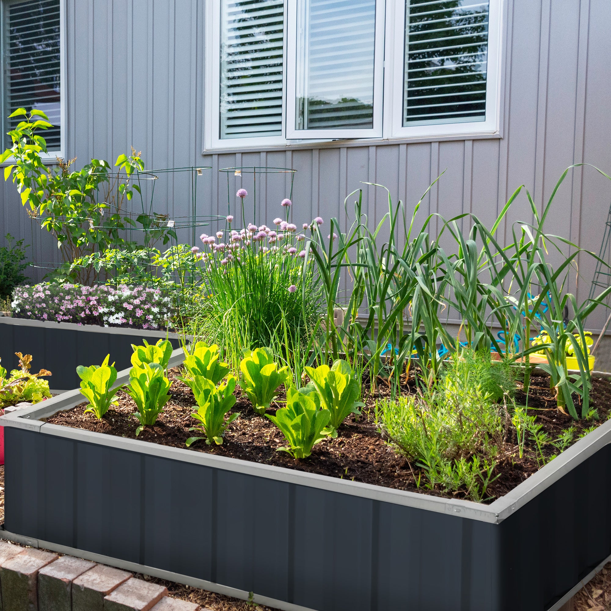 Steel Raised Garden Bed, Open Bottom and Assembly Without Tools, 90x90x30cm - Borgè