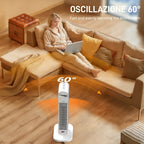 2000W ABS Fan Heater with Remote Control, Oscillation and Timer, 30x22x82.5 cm, White