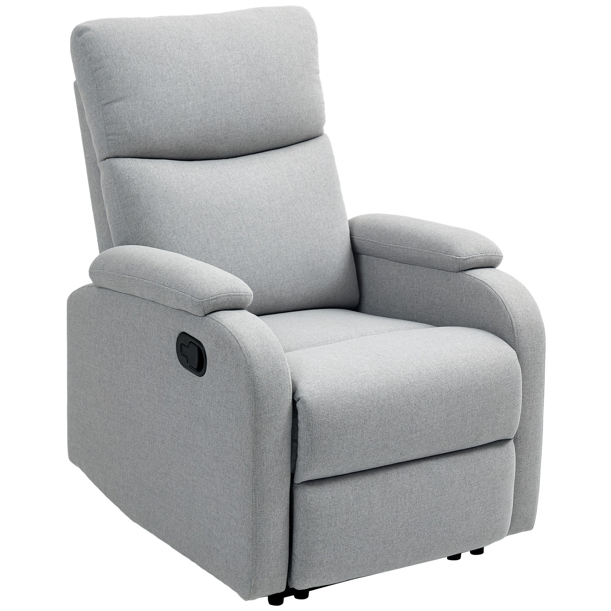 Manually Reclining Armchair at 60° Extra Padded in Fabric with Footrest, Gray