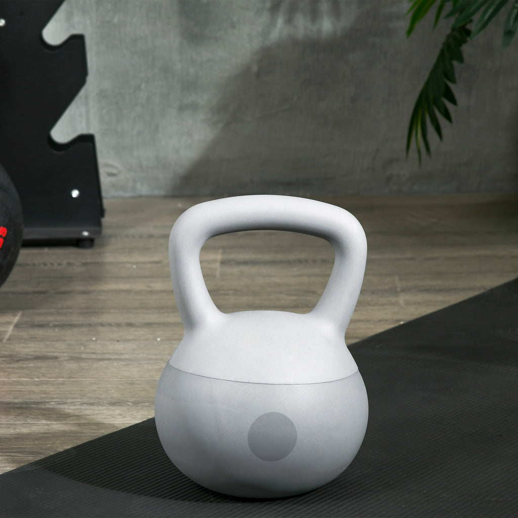 SPORTNOW Kettlebell 4kg in PVC and Metal Sand for Shoulder and Bicep Training, 19x19x26 cm, Grey