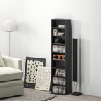 CD Rack with 6 Adjustable Shelves, Capacity of 260 CDs/120 DVDs, 33x24x140 cm, Black