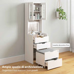 HOMCOM Makeup Vanity Table with Illuminated Mirror and Stool, Adjustable Light, Drawers and Cabinet, White
