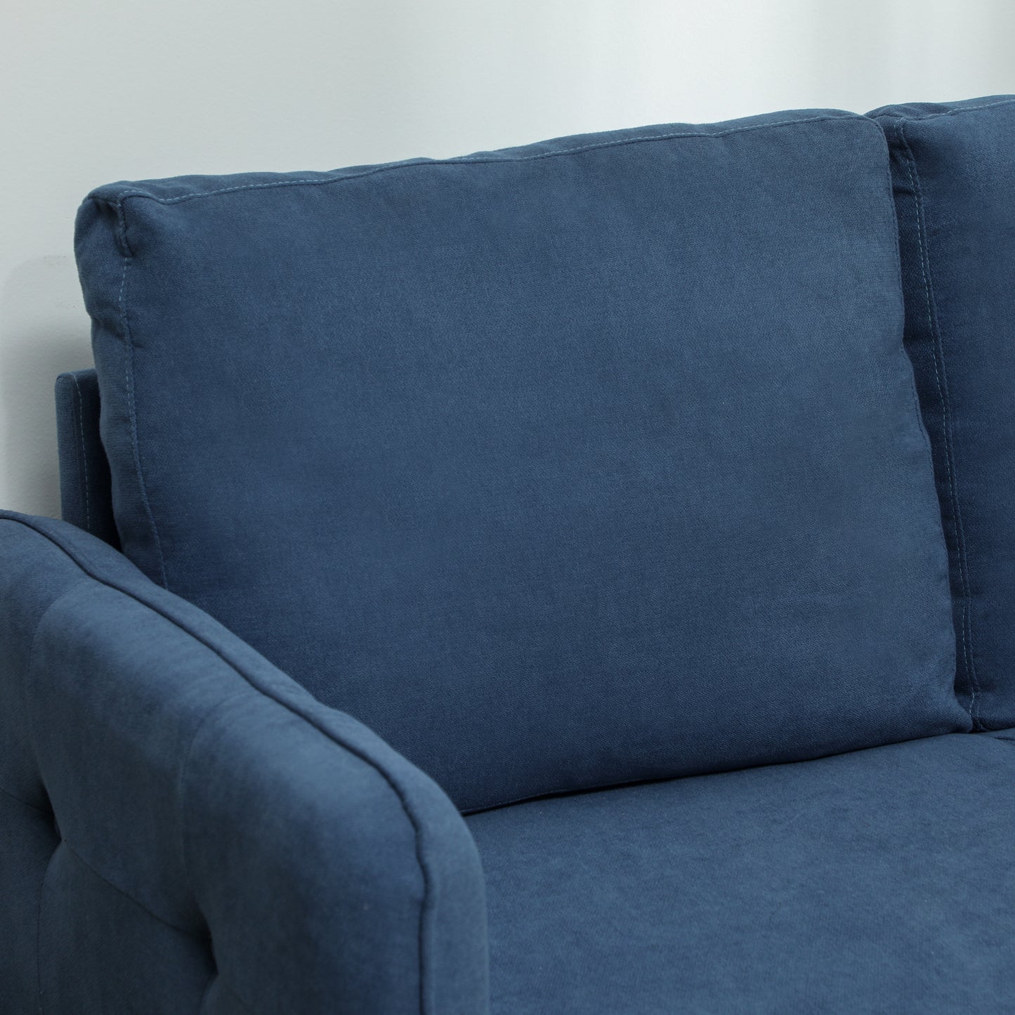 Modern 2 Seater Velvet Sofa with Removable Cushions and S-Springs, 136x75x84 cm, Blue