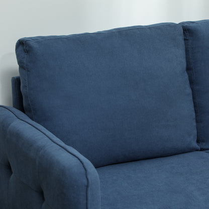 Modern 2 Seater Velvet Sofa with Removable Cushions and S-Springs, 136x75x84 cm, Blue