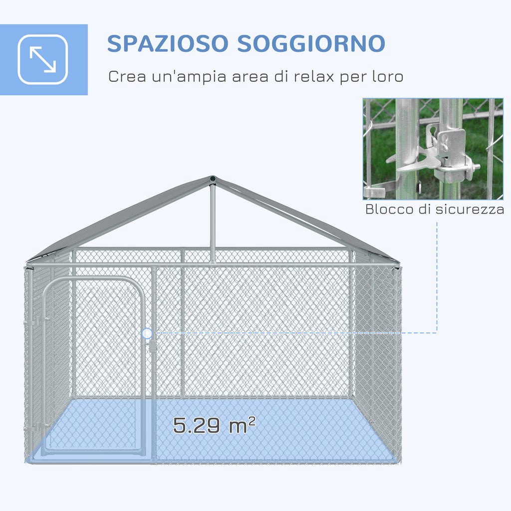 Outdoor Dog and Pet Playpen with Waterproof Cover, 230x230x175 cm