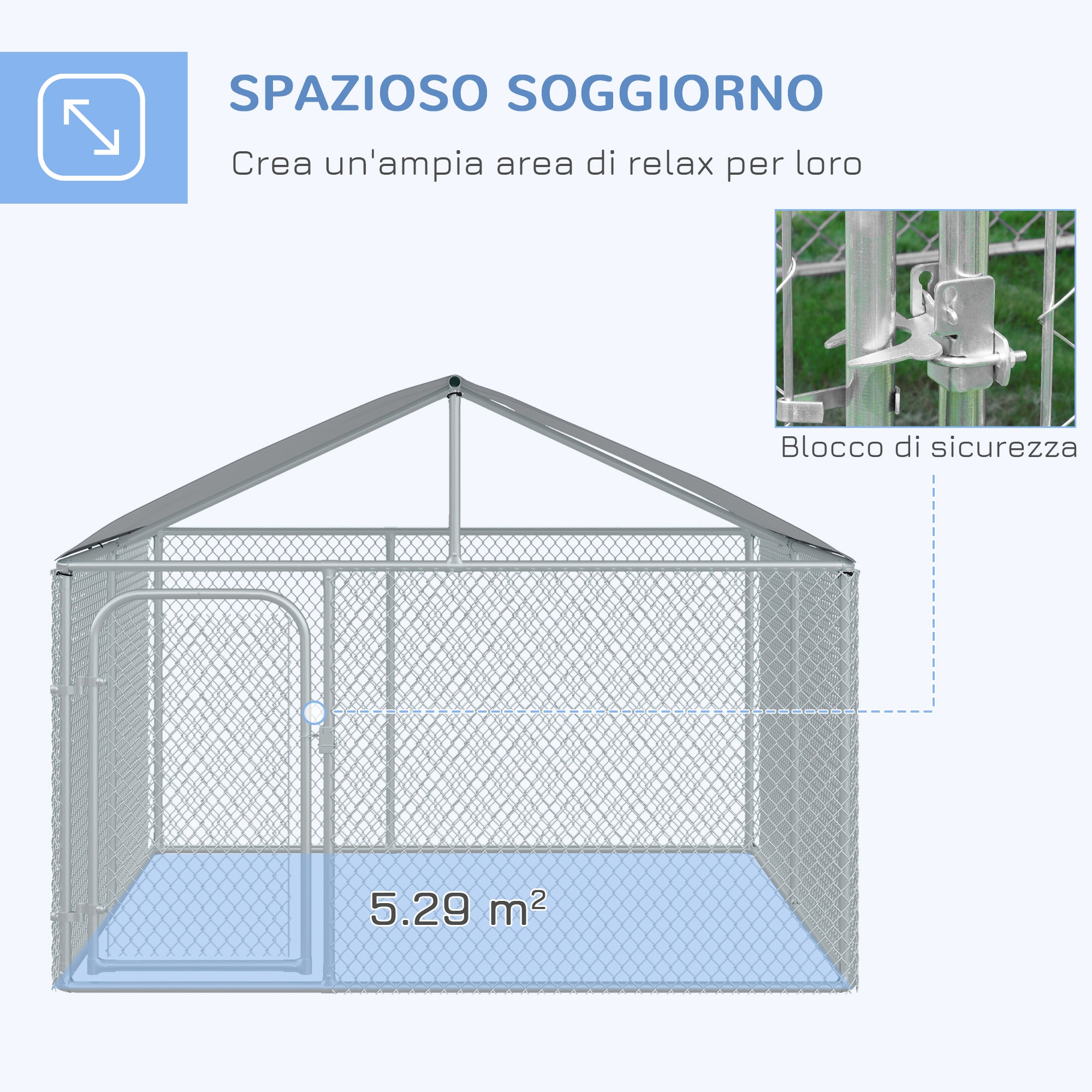 Outdoor Dog and Pet Playpen with Waterproof Cover, 230x230x175 cm