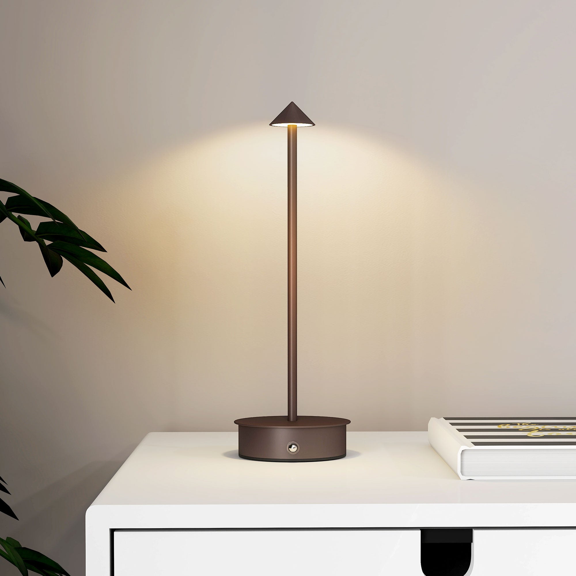 USB Rechargeable Touch Table Lamp, Adjustable 3000K/4500K/6500K, 4-8 Hour Battery Life, Coffee