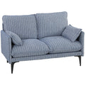 HOMCOM 2-Seater Fabric Sofa with Armrests, Thick Padding and 2 Cushions, 131x78x83 cm, Blue