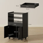 Wooden Microwave Cabinet with Drawer, 2-Door Cabinet and 2 Shelves, 59x40x92 cm, Black