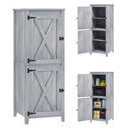 Garden Tool Shed with 2 Lockers, Locking Doors and Removable Shelves, Grey