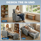Folding Convertible Sofa Bed with Adjustable Backrest and Cushion, Grey