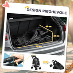 Foldable Dog Stroller with Safety Leash and Basket, Black