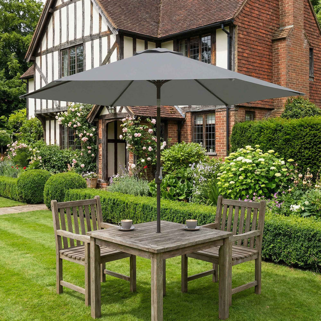 Outsunny 3x3 m Tilting Garden Umbrella with Crank Opening, Metal and Polyester, Grey