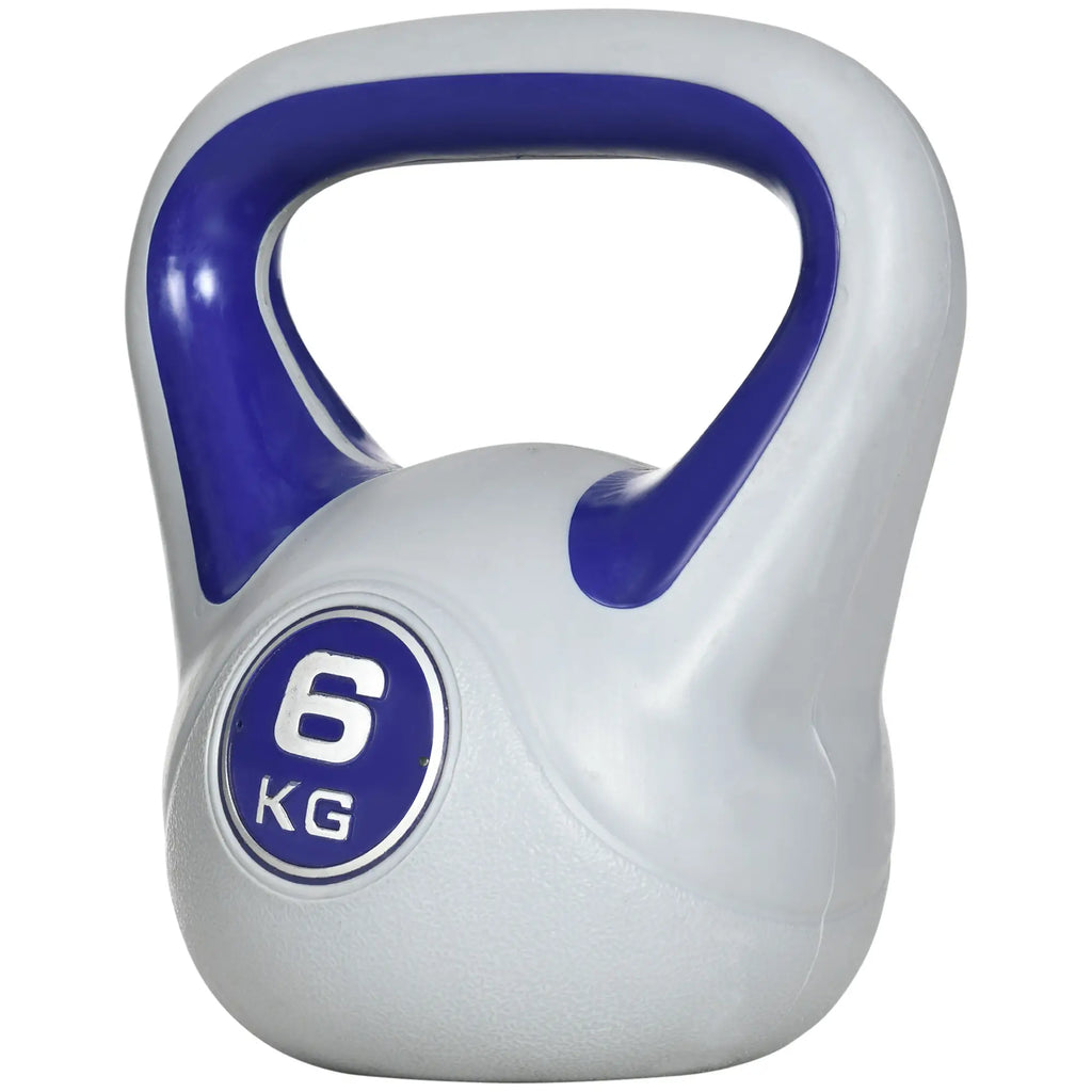 Kettlebell 6kg with Soft Coating and Flat Base in PU and Sand, 20x13x22cm, Purple - Borge' Group Limited