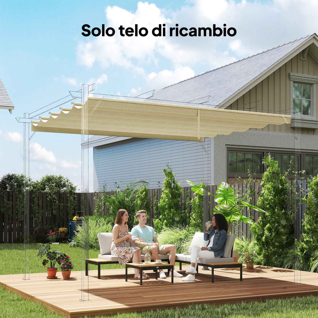 Outsunny Replacement Canopy for 3x4m Garden Gazebo Pergola in Polyester, Cream