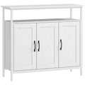 Kitchen Sideboard with Open Shelf and 2 Cabinets, Wood and Steel, 100x35x88 cm, White