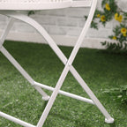 3-Piece Garden Set with 2 Folding Chairs and 1 Mosaic Table, White