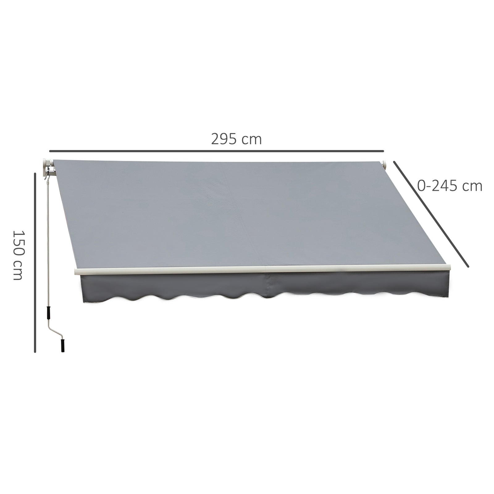 Outsunny 3x2.5m Roller Awning for Doors and Windows, in Aluminum and Anti-UV Polyester, Gray