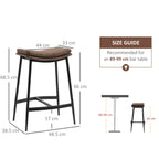 Set of 2 Industrial Style Bar Stools with Footrest, Faux Leather, 48.5 x 38.5 x 68.5 cm, Black and Brown